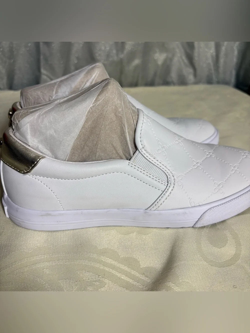 Nine West White Quilted Slip-On Sneakers - Women's Casual Shoes